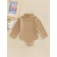 thumbnail image 4 of nvzhuang Infant Baby Spring Romper, Solid Color Long Sleeve Turtleneck High Stretch Jumpsuit for Boys Girls, 4 of 9