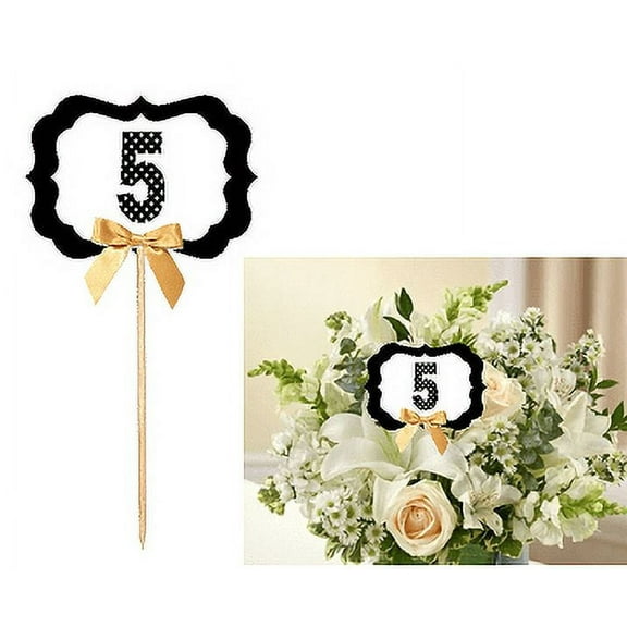 5th Birthday / Anniversary Table Decoration Party Centerpiece Pick - Set of 6