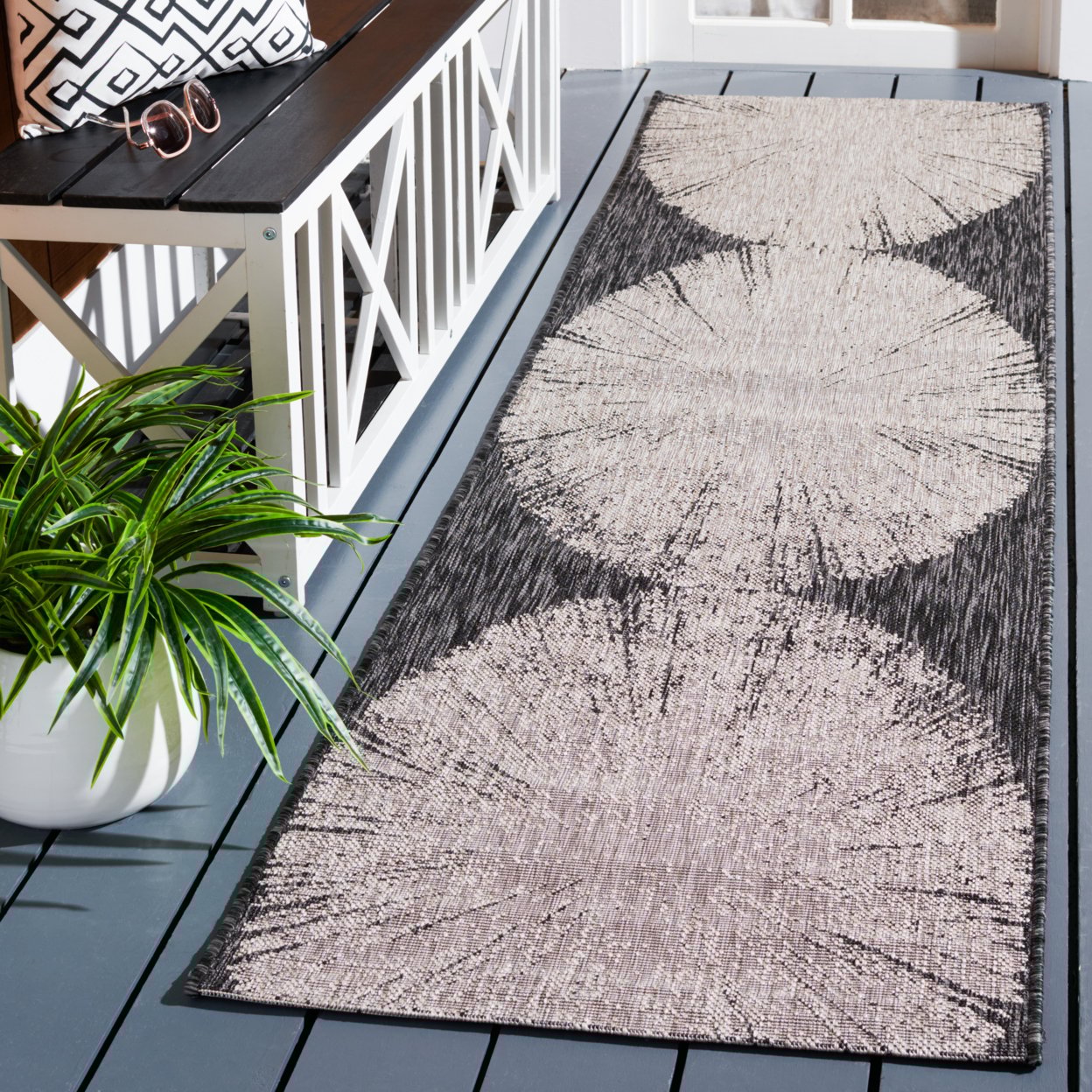 thumbnail image 2 of SAFAVIEH Courtyard Jaymz Radiant Indoor/Outdoor Area Rug, Beige/Black, 8' x 10', 2 of 10