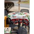 thumbnail image 4 of Outdoor Tablecloth with Umbrella Hole and Zipper, Christmas Snowman Square Table Cloth 60x60 Inch Waterproof Tablecloth, Xmas Tree Snowflake Rustic Winter Picnic Table Cover for Patio Camping, 4 of 7