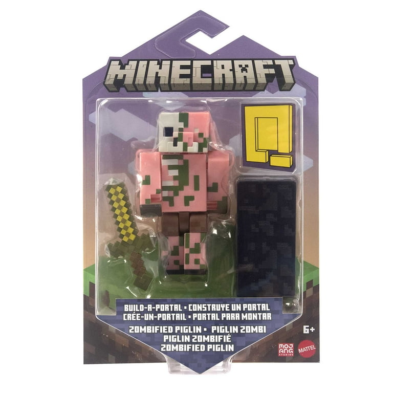 Mattel Minecraft Action Figure & Accessories Set, Piglin Warrior Posable Personaggio da collezione ispirato a un film di Minecraft, scala 8,3 cm
