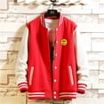 thumbnail image 2 of Men's Baseball Jackets Youth Street Print Men Coats Patchwork Sleeves Jacket With Pockets, 2 of 3