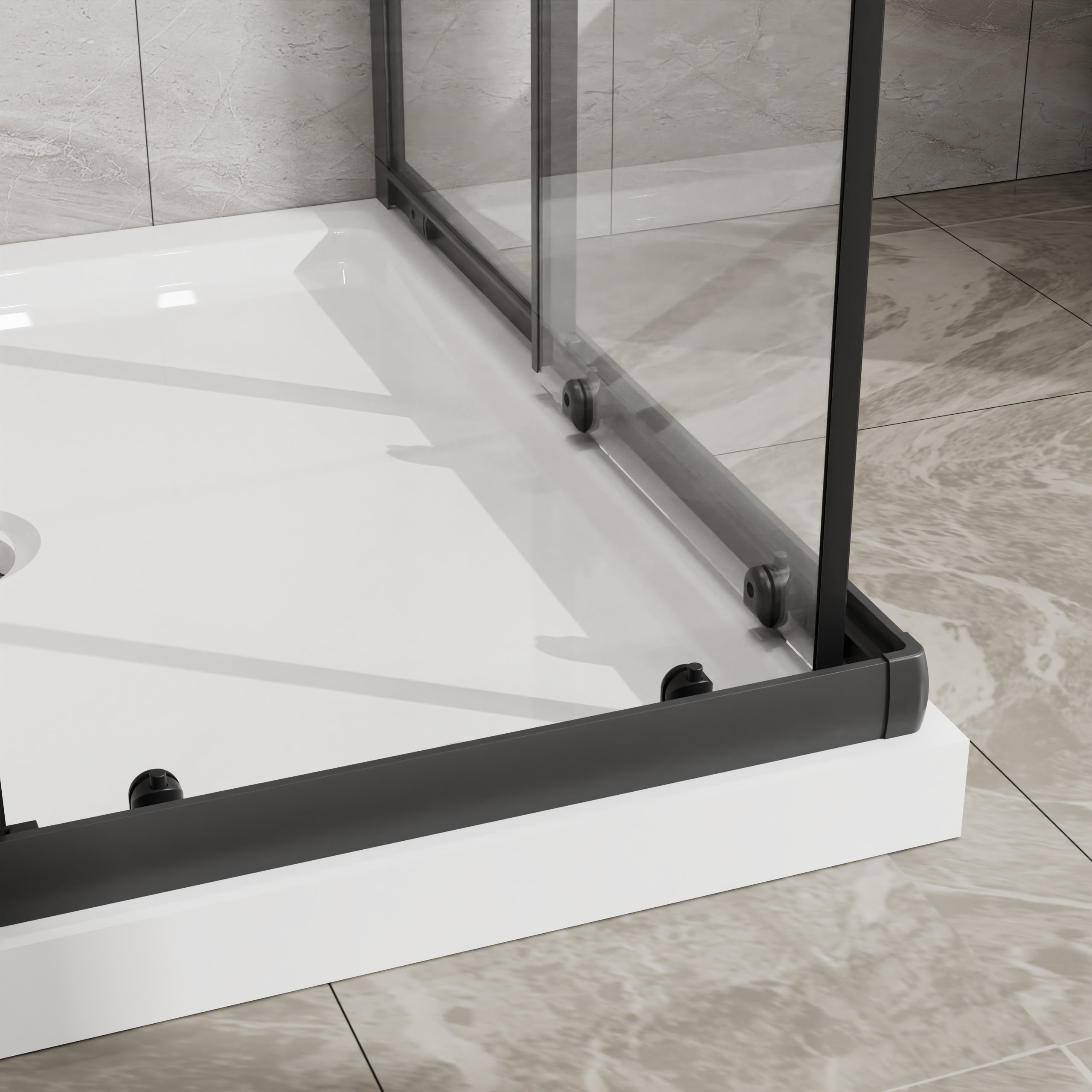 Corner Shower Door, Shower Enclosure with 1/5 in. Clear Tempered Glass Panels, Sliding Opening, 36 in.D x 36 in. W x 72 in. H