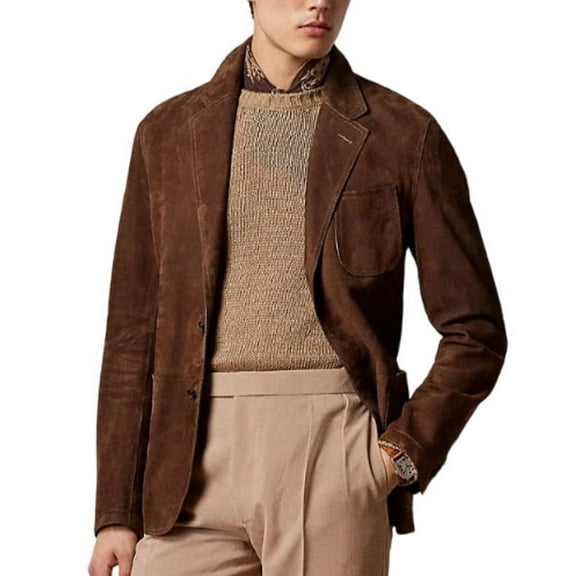 Biker Stylish Brown 100% Genuine Suede Leather Lightweight Soft Satin lining with comforatble to carry Jackets for Men - XS Size