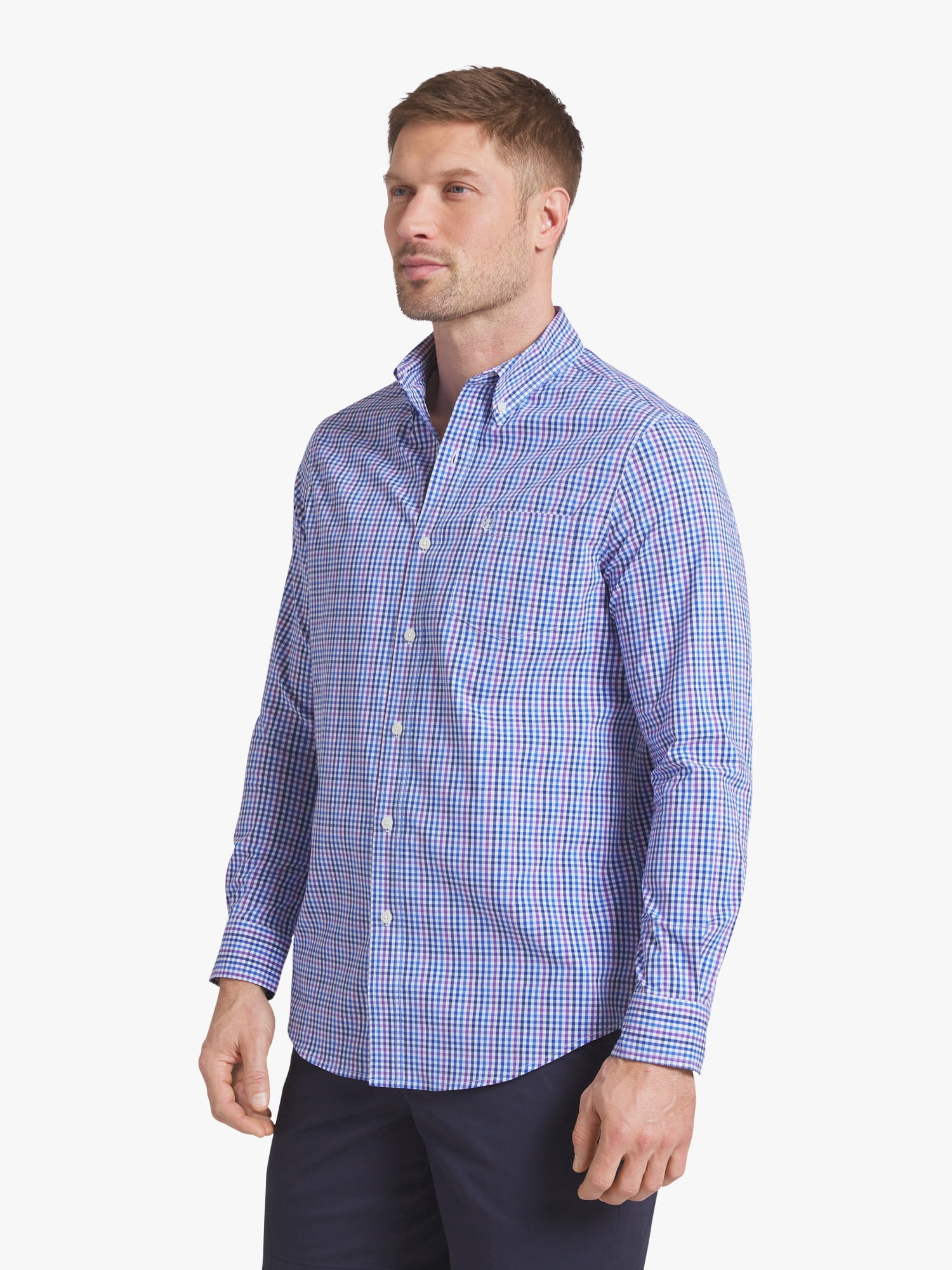 Chaps Men's & Big Men's Short Sleeve Easy Care Stretch Poplin Shirt, Sizes S-3XL