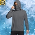 thumbnail image 2 of UPF 50+ Sun Protection Shirts for Men Hoodie with Mask Quick Dry Long Sleeve Lightweight Fishing Shirt Hiking Top Dark Gray L, 2 of 7