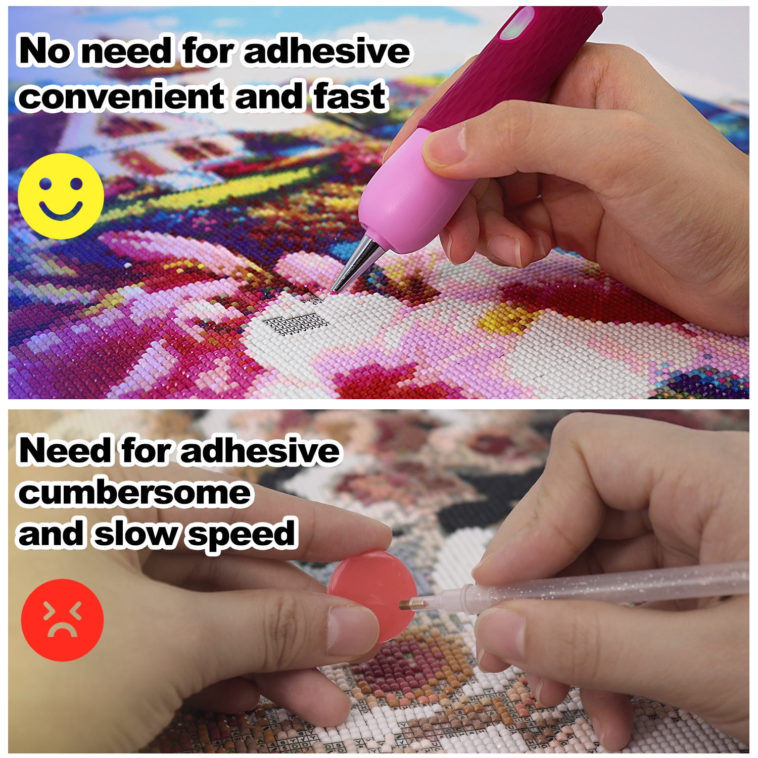 Diamond Painting Pen, Vacuum Diamond Art Pen no Wax Needed, Cordless & Quiet, Rechargeable Battery, Lightweight Design, Diamond Art Accessories for Adults, Gift for Diamond Art Fan, Purple