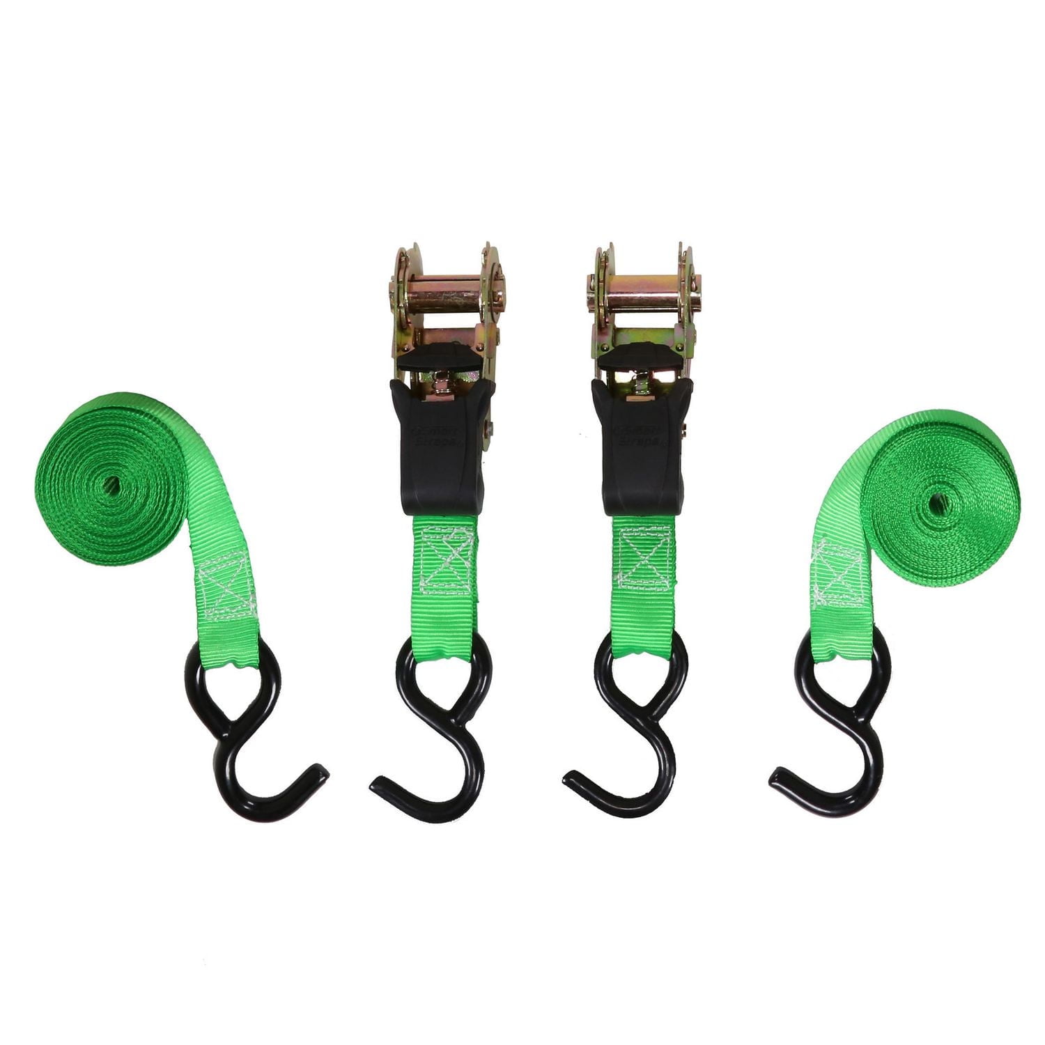 6' 1500 lb Padded Ratchet Tie Down 2 Pk Green