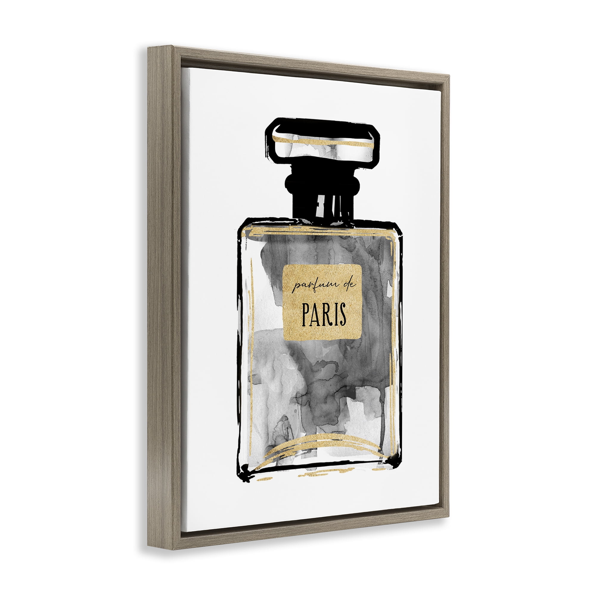 Stupell Industries Bold French Perfume Beauty & Fashion Painting Brown Floater Framed Art Print Wall Art, 17 x 21