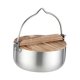 thumbnail image 2 of Olla para acampar con tapa de madera, utensilios de cocina para acampar, olla redonda portátil para colgar, olla para exteriores para acampar,, 2 of 8