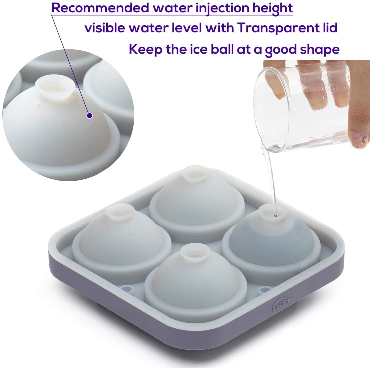Large Square Ice Cube Tray with lid, Big Block 2 Inch, Giant Cocktail Silicone Ice Maker, Scotch Whiskey Easy Release Reusable Ice Cubes for Soup Freezer Wine Juice