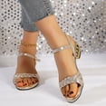 thumbnail image 3 of Dakaela Women's Low Heels for Women Braided Open Toe Ankle Strap Block Chunky Heel Sandals Holiday Party Wedding Dress Pumps Shoes (6,Gold), 3 of 7
