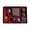 thumbnail image 3 of Meottam 6Pcs Men's Gift Set, Leather Belt, Wallet, Wrist Watch, Pen, Keychain and Sunglasses Valentine's Day, Fatherâs Day, Christmas Birthday Present for Dad, Husband, Boyfriend (Brown), 3 of 7
