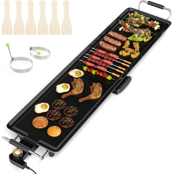 ARLIME 35" Extra Large Electric Griddle, Nonstick Countertop BBQ Grill with Adjustable Temperature, Thermostats and Drip Tray, Teppanyaki Grill for Indoor & Outdoor