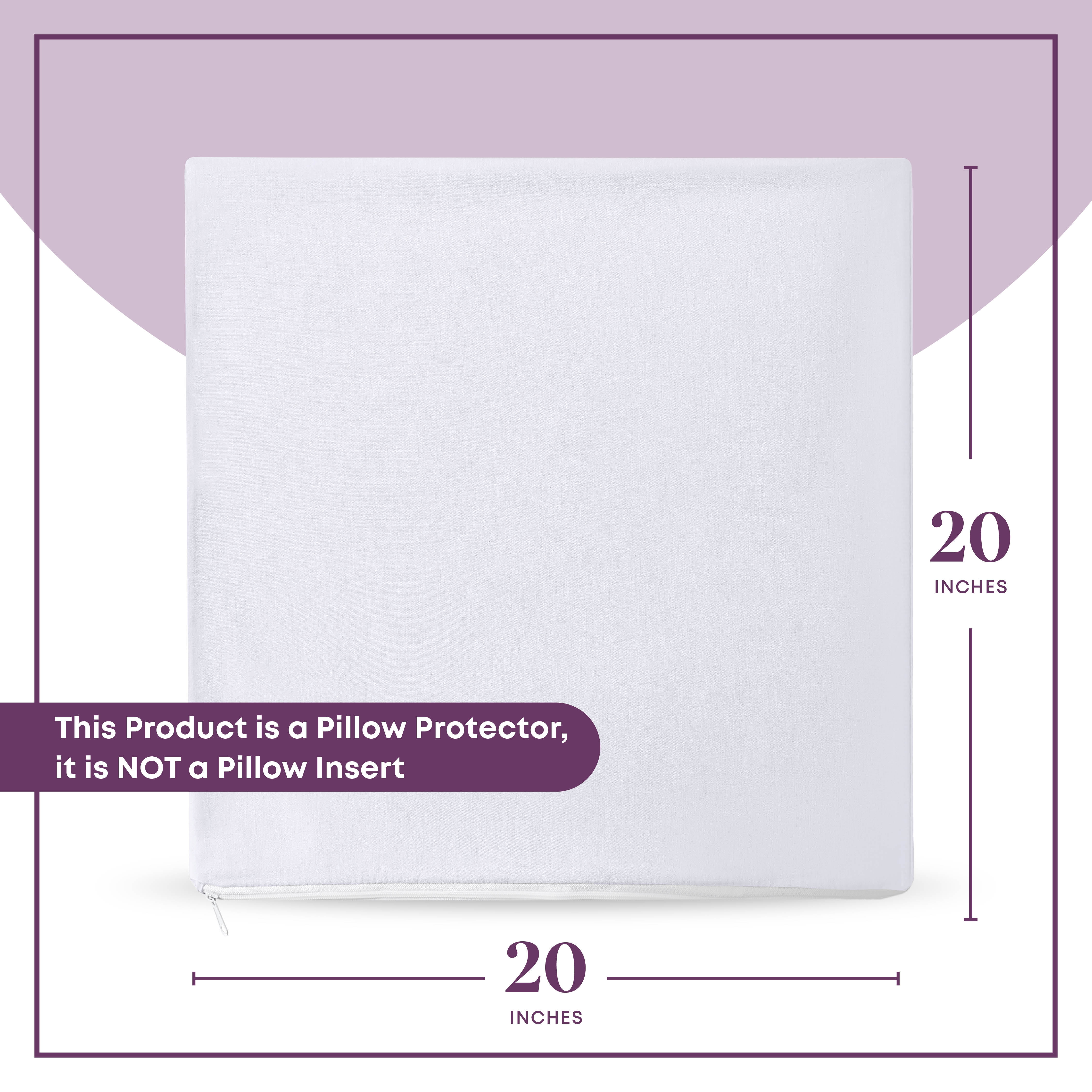 CIRCLESHOME Throw Pillow Protectors - 100% Cotton Breathable Pillowcases - 20 X 20 Square Pillowcases - Protects Pillows from Dirt, Dust and Debris (Square Pillow - 4 Pack- 20x20)