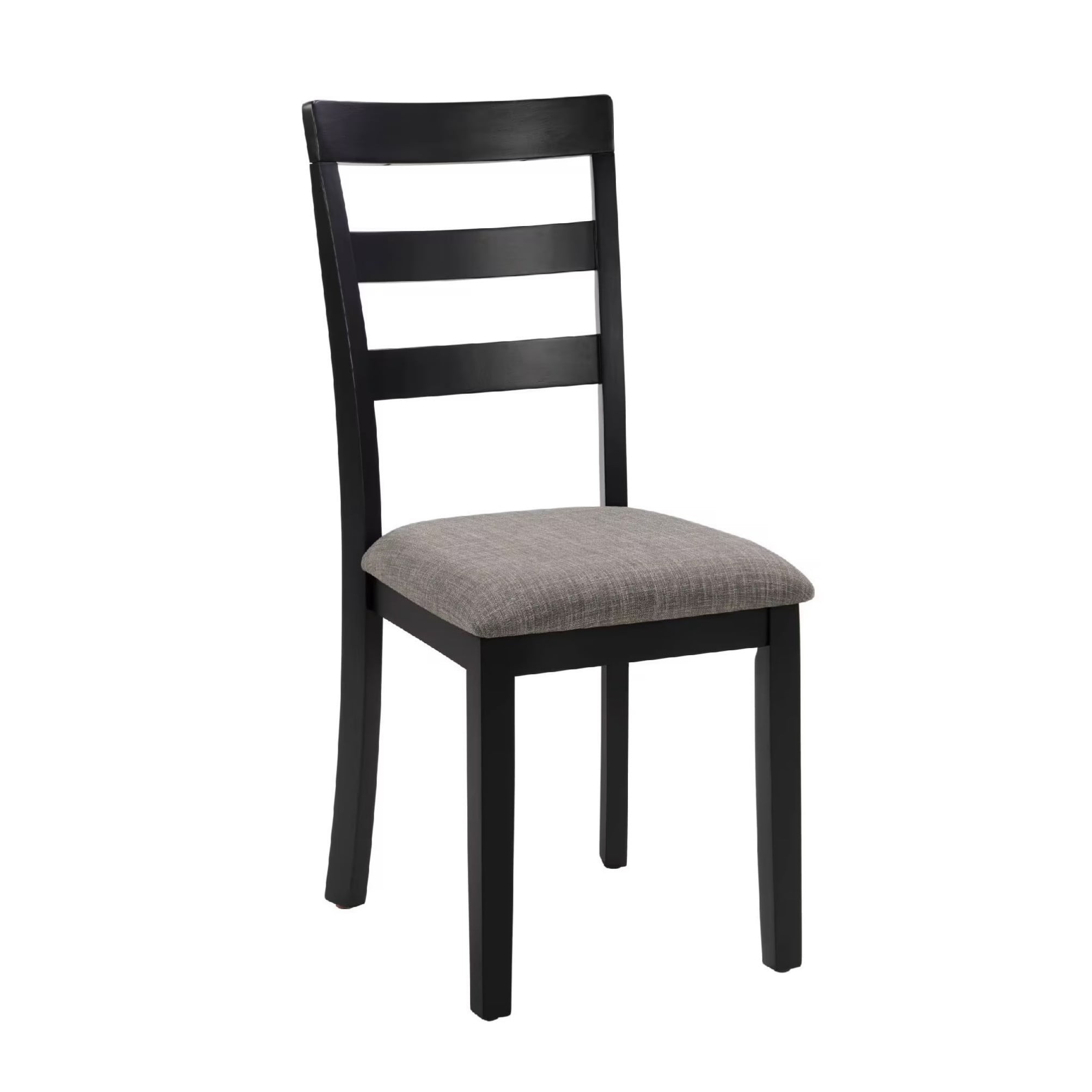 Farmhouse Dining Chairs Set of 2, Wooden Kitchen Chairs with High Ladder Back, Upholstered Fabric Seat, Solid Wood Legs, Non-Slip Foot Pads, 275 lbs Capacity for Dining Room, Kitchen, Black