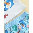 thumbnail image 6 of Bagilaanoe Toddler Baby Boys Swimsuits 3 Piece Bathing Suit Set Print Short Sleeve Rashguard Tops + Shorts + Hat 6M 12M 18M 24M 3T Kids Swimwear Bathing Suit Beachwear, 6 of 8