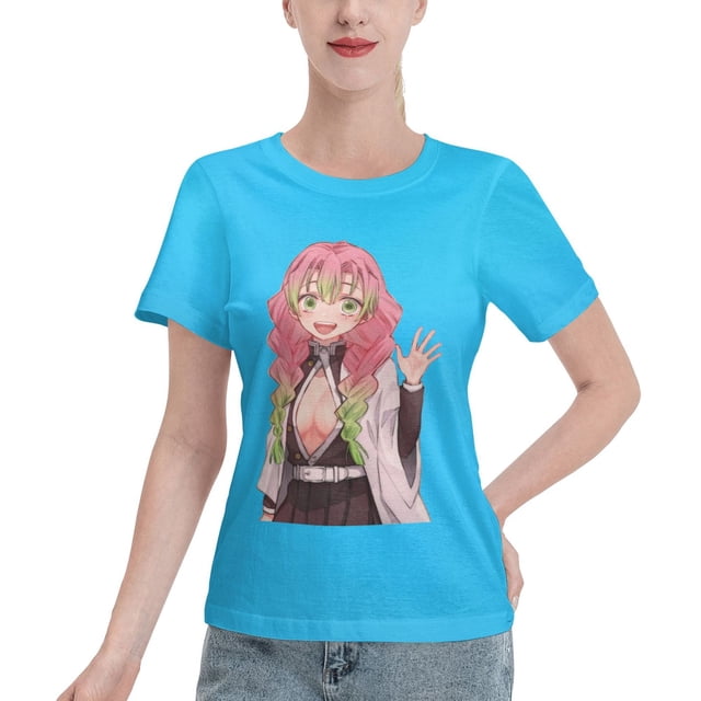 T-Shirt Basique à Manches Courtes pour Femmes Demon Slayer Blade Temple Ganlu Mili