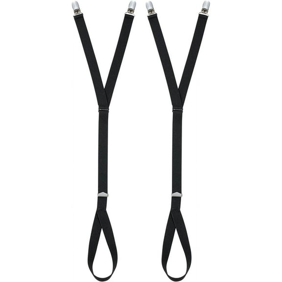 Hold'em Men Premium Shirt Stays Ultra Soft Elastic No Slip Metal Pin Clip Strap - Stirrup - Black