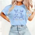 thumbnail image 2 of Easter Day Shirt Women Short Sleeve Cute Summer Tops Eggs Rabbit Printed Graphic Base Tee Crewneck Tshirts (M, Light Blue 01), 2 of 5