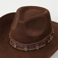 thumbnail image 4 of Yaoyar Adult Western Hat Wide Brim Cowboy Hat Vintage Knight Top Hat Cowboy Outdoor Hiking Travelling Cap Cowboy Hat, 4 of 8