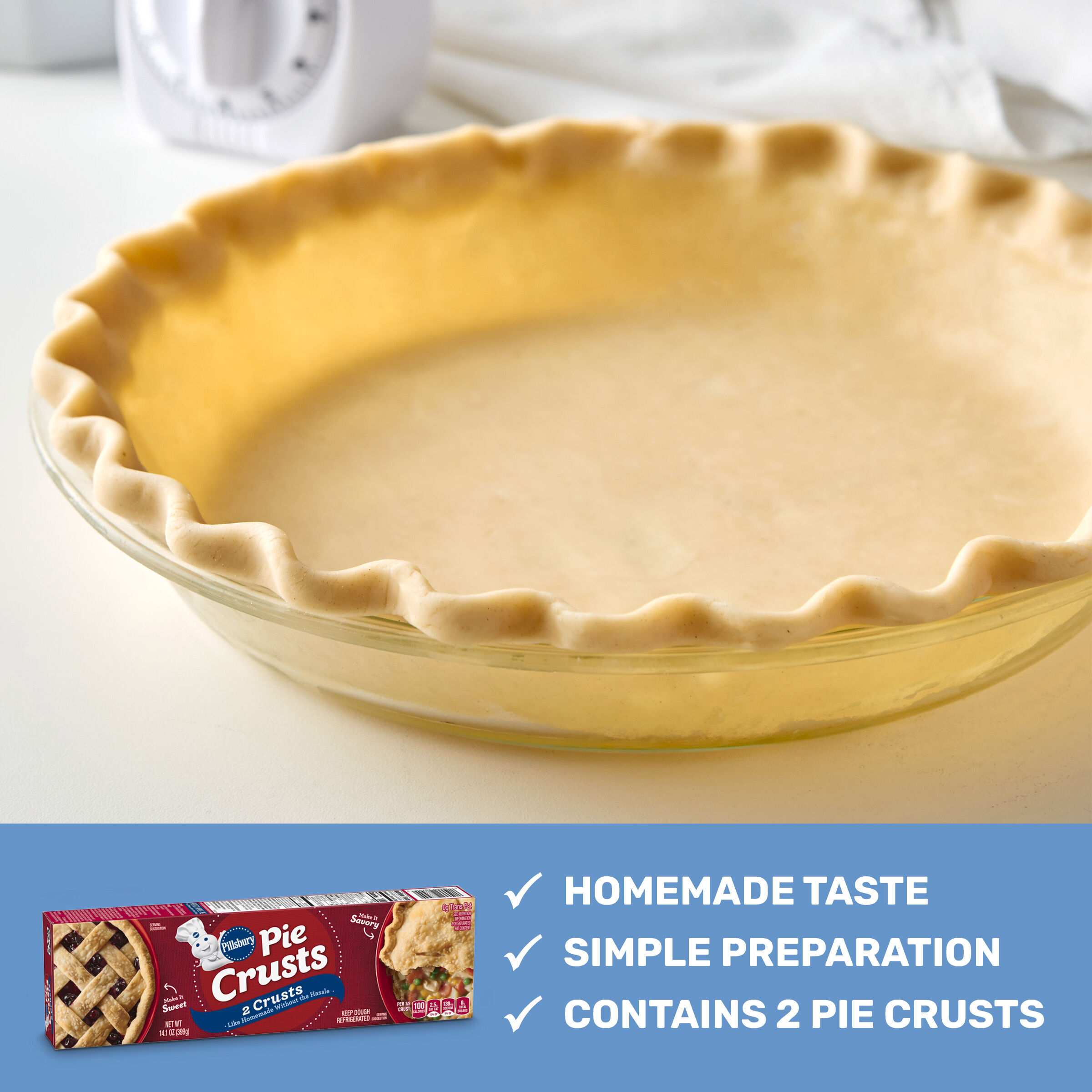 Pillsbury Premade Refrigerated Pie Crust, Two Pie Crusts, 14.1 oz - image 5 of 10