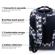 J World Girls Sunrise 18 Rolling Backpack for School and Travel, Heart Dot