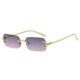 thumbnail image 3 of Metal Rimless Sunglasses Decorative Tinted Crafts Colored Lens Frameless Eyewear Violet and Aureate, 3 of 9