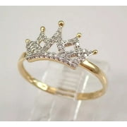 14K Yellow Gold Plated 1Ct Round Lab Created Diamond Crown Shape Women's Engagement Ring