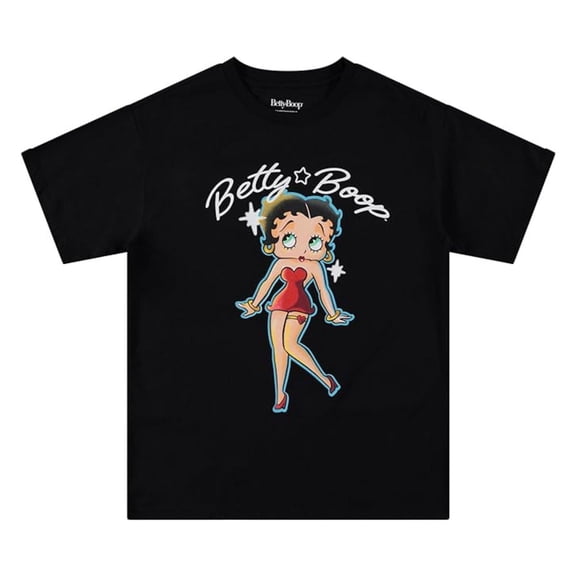 Betty Boop Women's Shirt, Graphic Print Cartoon Betty Boop T-Shirt Black – M