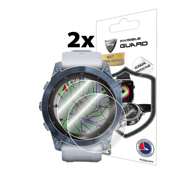 IPG for Garmin Fenix 7X Solar - 7X Sapphire Solar Screen Protector (2 Units) Invisible Ultra HD Clear Film Anti Scratch Guard-Smooth/Self-Healing/Bubble -Free for Fenix 7X