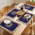 thumbnail image 5 of Blue Vintage Floral Placemats Set of 1, Country Exotic Mystical Abstract Flower Leaf Non-Slip Place Mats Washable Table Mats for Kitchen Dining Table Decorations Indoor/Outdoor, 5 of 9