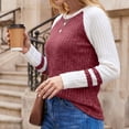 thumbnail image 7 of hotojiny Long Sleeve Shirts for Women Lightweight Sweaters Fall Outfits Color Block Winter Clothing Dressy Casual Pullover(Wine,X-Large), 7 of 7