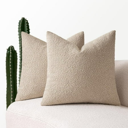

MIULEE Set of 2 Neutral Throw Pillow Covers 16x16 Inch Decorative Couch Pillow Covers Textured Boucle Accent Solid Pillow Cases Soft for Cushion Chair Sofa Bedroom Livingroom Home Decor