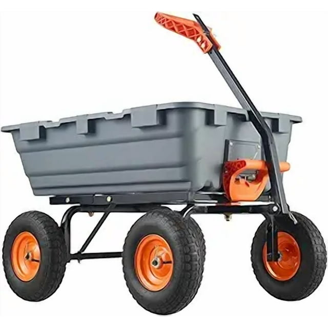 Heavy-Duty Utility Dump Trailer - 750 lb ATV/UTV Lawn Cart with Hand Pull & Foot Pedal Dump Function
