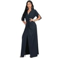 thumbnail image 5 of KOH KOH Long Sexy V-Neck Short Sleeve Slit Flowy Cocktail Evening Bridesmaid Wedding Guest Party Summer Tall Dressy Maxi Dress Gown For Women Slate Gray Grey XX-Large US 18-20 NT290, 5 of 7