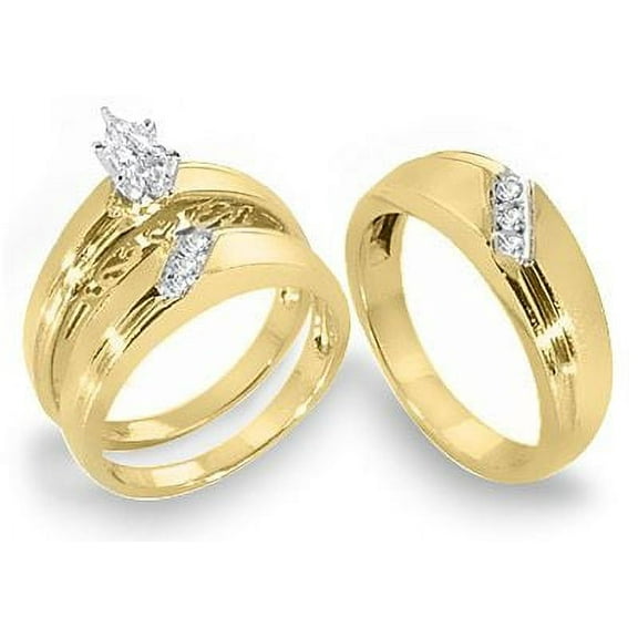 14k Yellow Gold His and Hers Diamond Ring 0.55ct.tw. Size 14