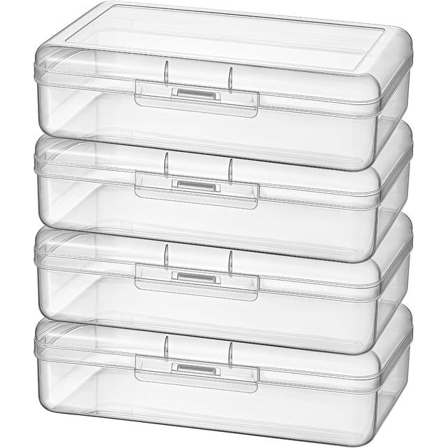 Rectangular Clear Plastic Storage Containers Box with Hinged Lid for Beads and Other Small Craft Items