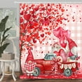 thumbnail image 2 of Valentines Day Shower Curtain, Happy Valentine's Day Gnomes Truck Shower Curtain for Bathroom Set, Valentine Love Tree Romantic Heart Balloons Fabric Shower Curtain with 12 Hooks, 70X70IN, 2 of 4
