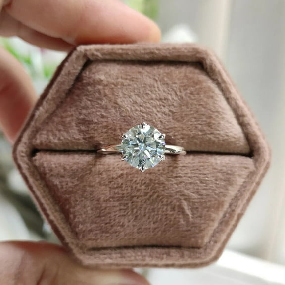 1Ct Lab Created Diamond Round Cut Solitaire Engagement Ring 14K White Gold Plated