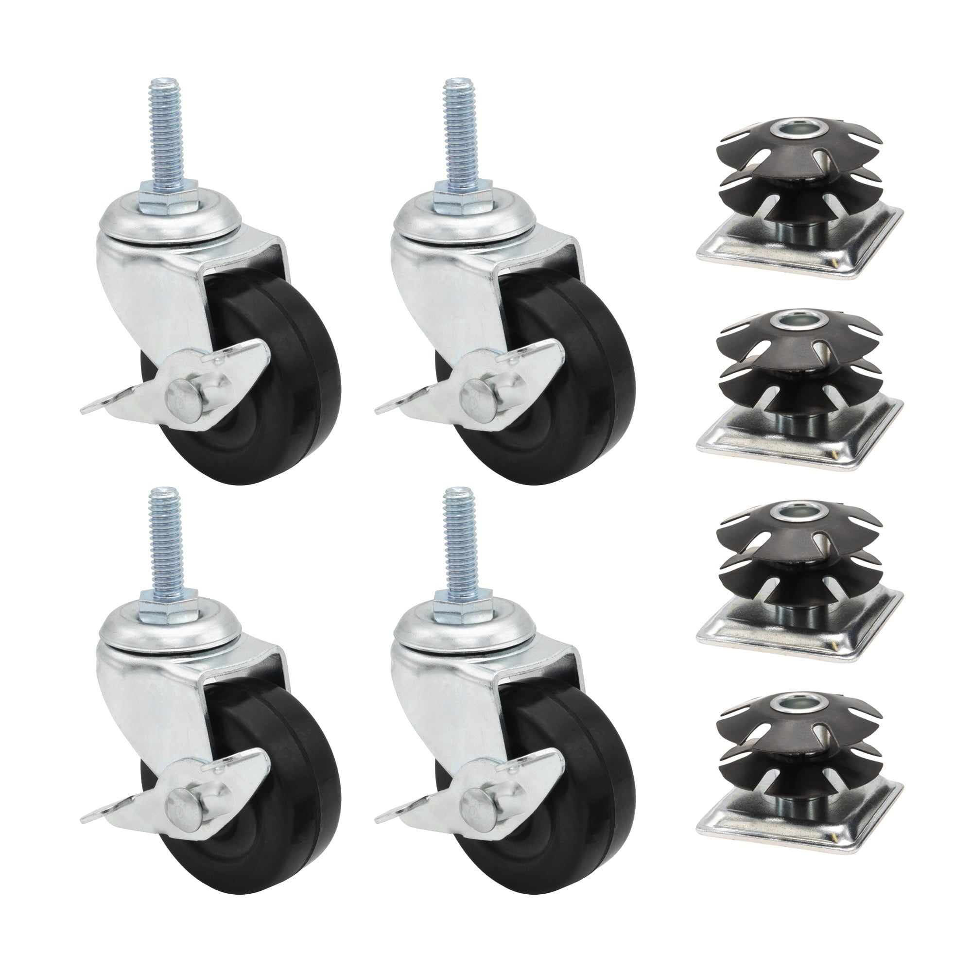 1 1 2 Square Metal Double Star Caster Insert 5 16 18 Threaded Stem 
