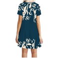 thumbnail image 3 of Dyegold Sundresses for Women Casual Beach - Midi Hawaiian Dresses for Women Round Neck Short Sleeve Floral Print Flared A-Line Swing Casual Tshirt ​​Sundresses, 3 of 5