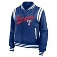 thumbnail image 2 of Women's WEAR by Erin Andrews Royal Texas Rangers Football Bomber Jacket, 2 of 3