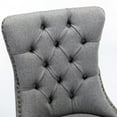 thumbnail image 3 of Modern Dining Chairs Set of 2, High-end Tufted Contemporary Linen Upholstered Dining Chair with Soild Wood Legs Legs and Nailhead Trim for Dining Room Kitchen Vanity Patio, Gray, 3 of 7