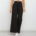 thumbnail image 5 of qolati Womens Wide Leg Pants 2024 Fall Winter Rib Knit Elastic Waist Palazzo Yoga Sweatpant Casual Flowy Lounge Sweater Pants, 5 of 6