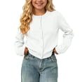 thumbnail image 2 of FAIWAD Girls School Uniform Knit Cardigan Kids Unisex Classic Solid Color Long Sleeve Button Down Sweater Cardigan, 2 of 9