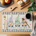 thumbnail image 2 of Easter Placemats Set of 8, Vintage Farmhouse Gnomes Bunny Colorful Eggs Flower Placemats for Dining Table, Place Mats for Kitchen Tabletop, Waterproof Wipeable Dining Table Mats Set, 2 of 9