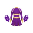 thumbnail image 2 of Doomiva Kids Girls Rhinestone Letter Print Long Sleeve Cheerleading Uniform Dance Dress with Pom Pom Carnival Dancewear Purple 8, 2 of 5