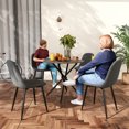 thumbnail image 3 of Homy Casa 4-Piece Fabric Upholstered Dining Chairs with Curved Backs for Bistro Kitchen, Grey Fabric, 3 of 9