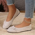 thumbnail image 5 of Commuter Shoes, Women's Buckle Detail Flats Comfortable Low Profile Dress Shoes with Flexible Walking Sole and Easy Everyday Style Flat Sole Shoes Ballet Commuter Shoes Flats, White US-9.5/EU-42, 5 of 6